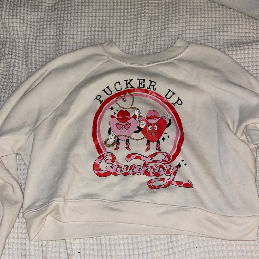 White cropped crew neck